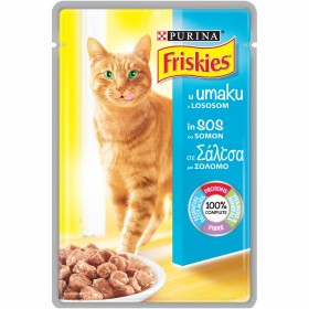 Хапки в сос в пауч за котки Purina Friskies Сьомга 85г